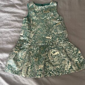 Crewcuts Green and White Leaf Print Girls Dress